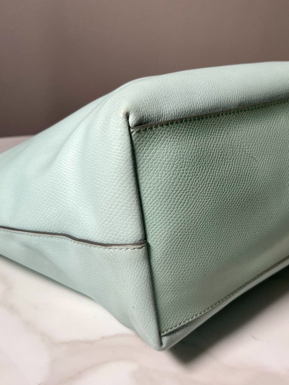 Coach City Zip Tote Seafoam Green Pebbled Leather Tote Shoulder Bag + COA - Picture 10 of 16
